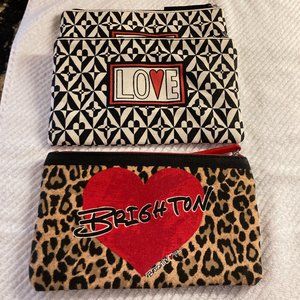 NEW Set of 3 Brighton Zippered Canvas Pouches/Makeup Bags 9x5